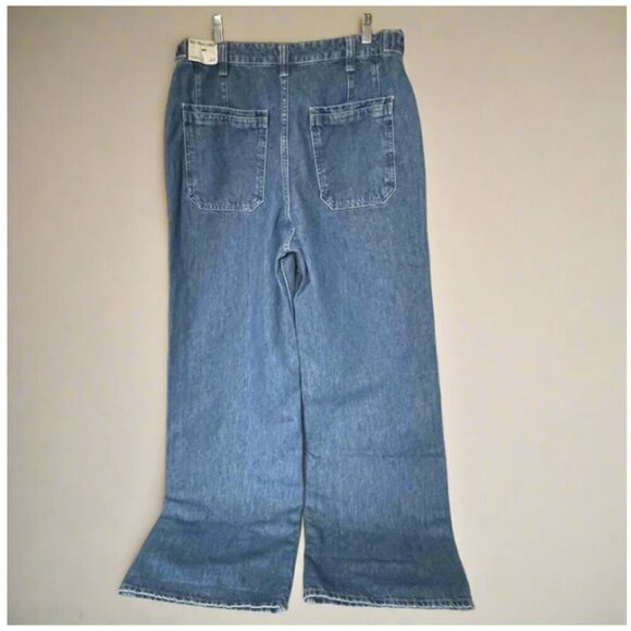 We The Free Palmer Cuffed Jeans Wide Leg Baggy Denim Blue Womens 28 Free People - Picture 4 of 8